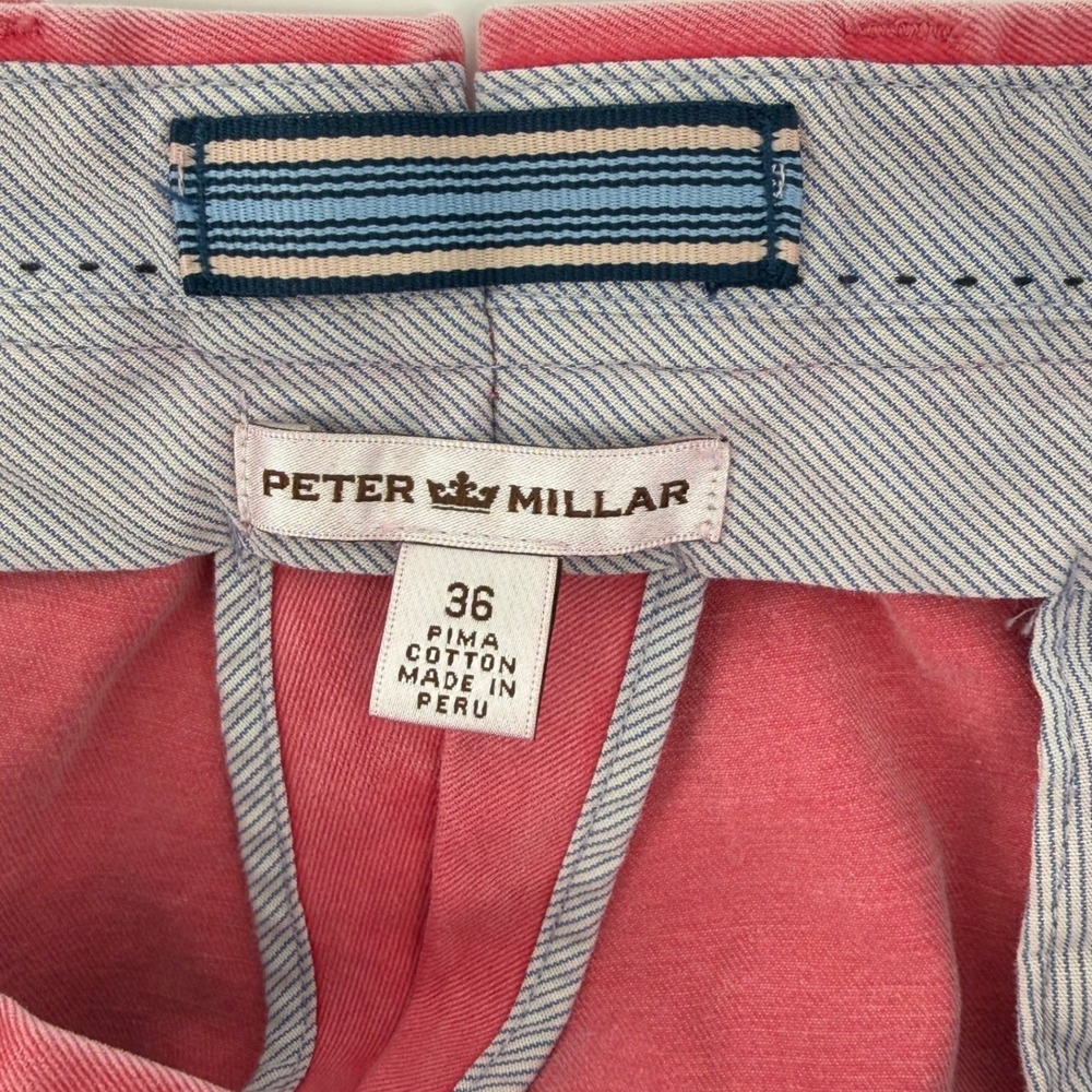 Peter Millar Mens Red/Pink Pima Cotton Chino Trousers Straight Leg Pants Size 34 - Picture 3 of 6